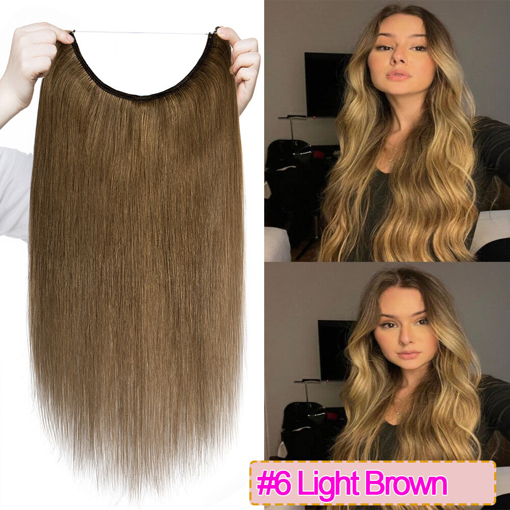 Invisible Wire Clip-In Hair Extensions - 100% Remy Human Hair, Easy to Wear