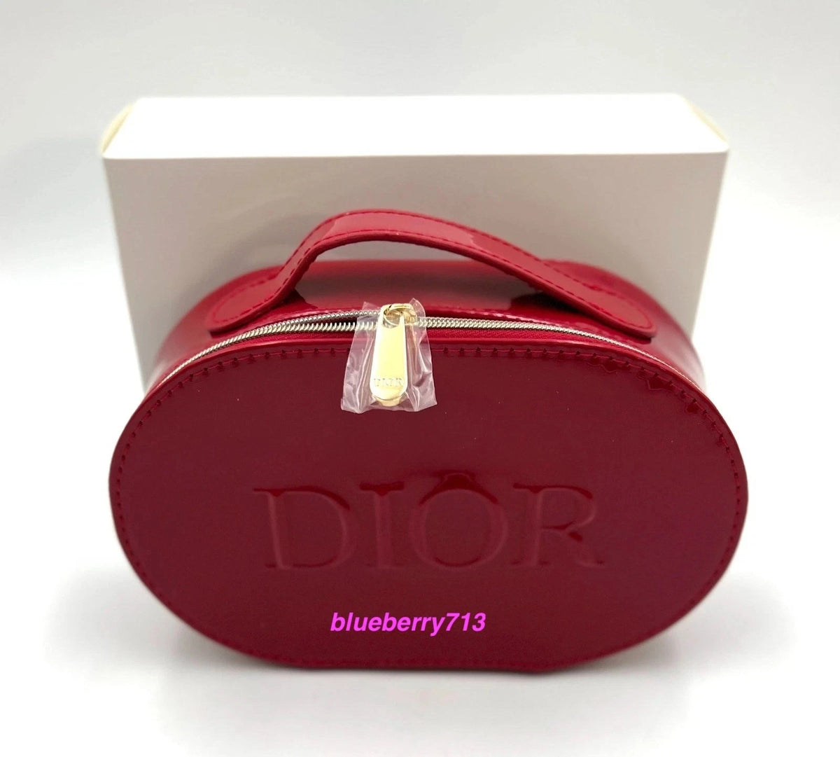 Red Makeup Zipper Bag with Handle - Cosmetic PVC Organizer