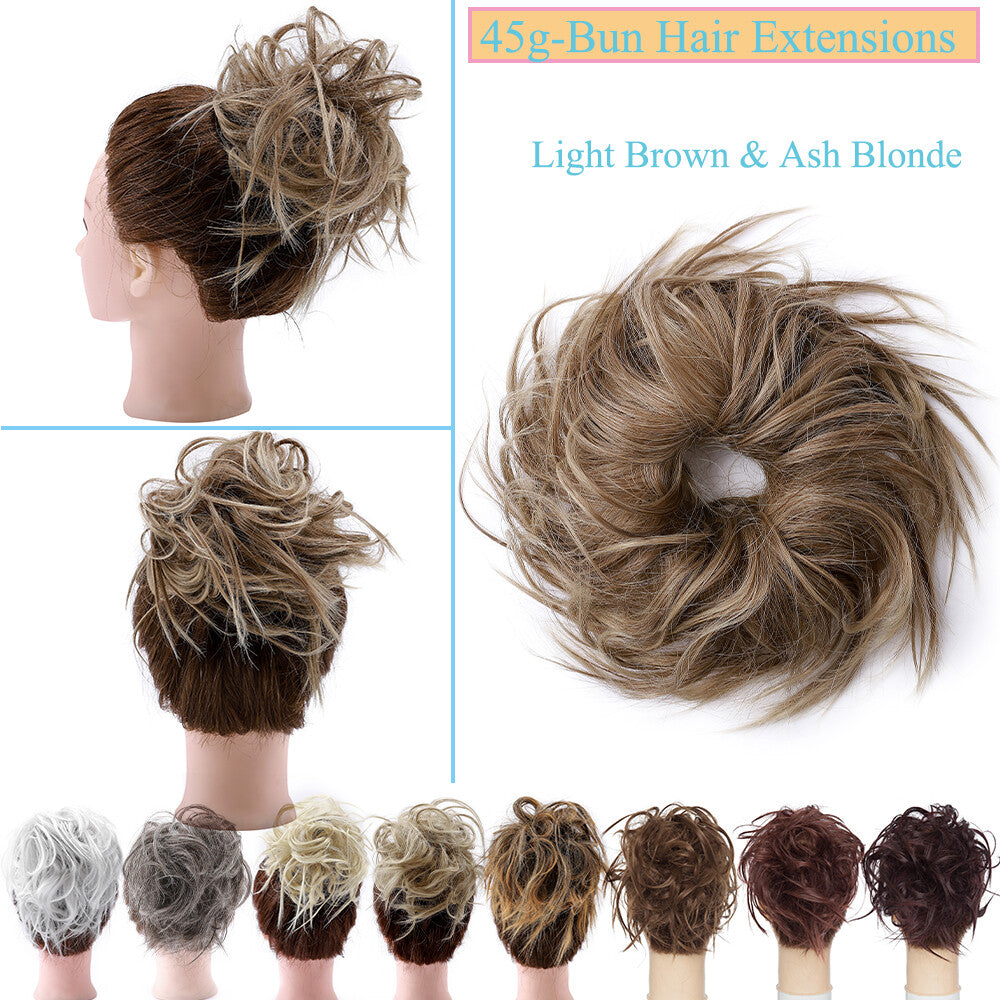 Messy Bun Scrunchie Hair Piece - Voluminous Synthetic Updo Cover for Thick Hair