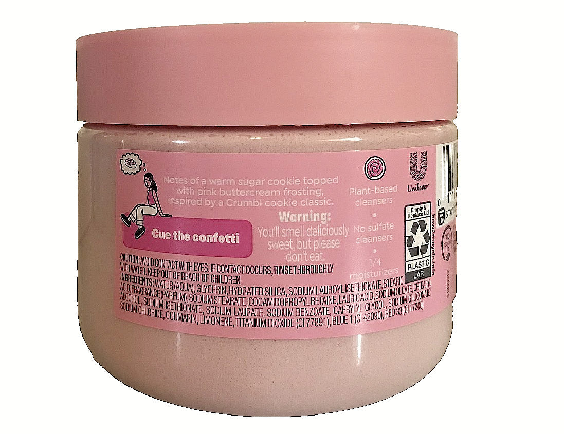 Dove X Crumbl Confetti Cake body scrub 15 oz jar New Pink Exfoliating