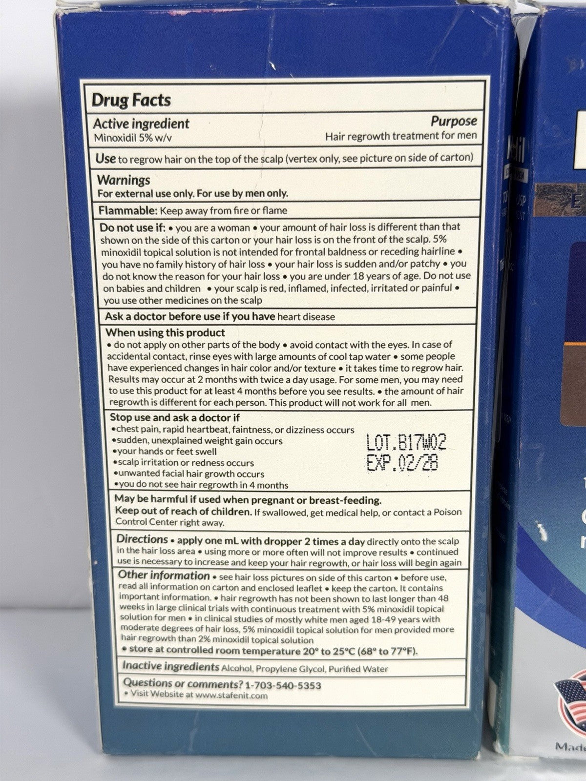 2 Pack Stafenit 5% Minoxidil For Men Hair Growth Topical Solution 2oz