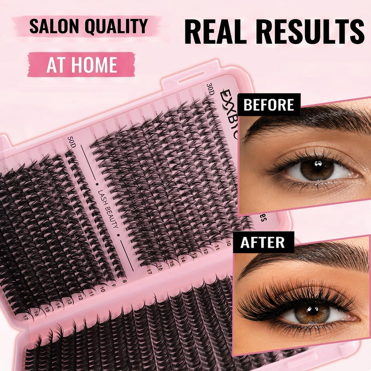 DIY Eyelash Clusters Kit 800pcs with Bond, Seal, Tweezers & Remover