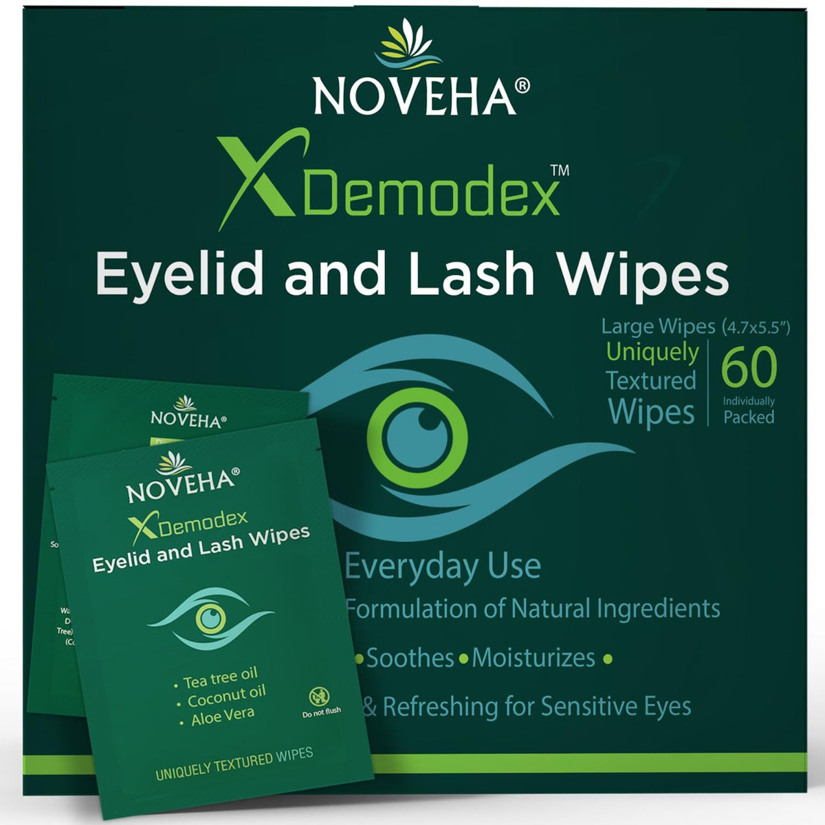 Demodex Eyelid and Lash Wipes - Box of 60 Individually Wrapped Extra Strength