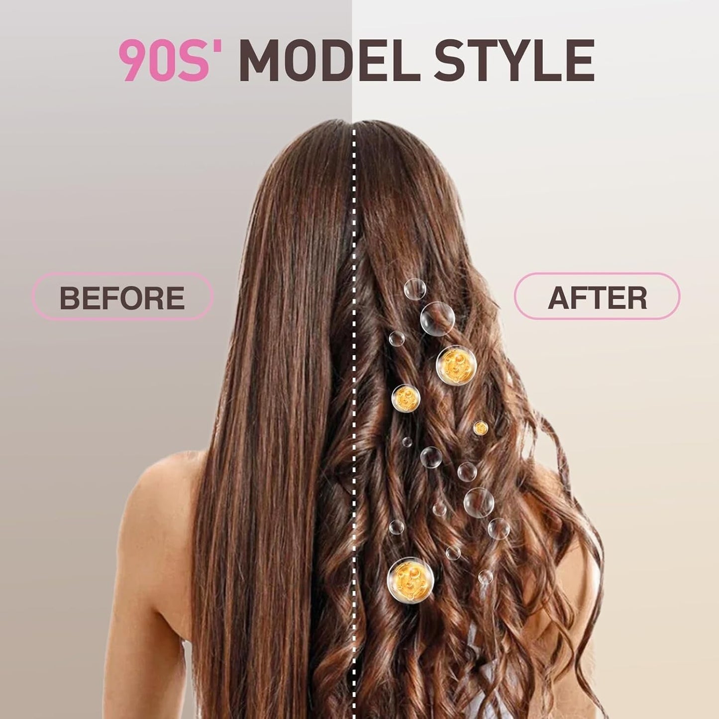 Thermal Round Hair Curling Brush 1.5 Inch with 2 Heat Settings - Black & Gold