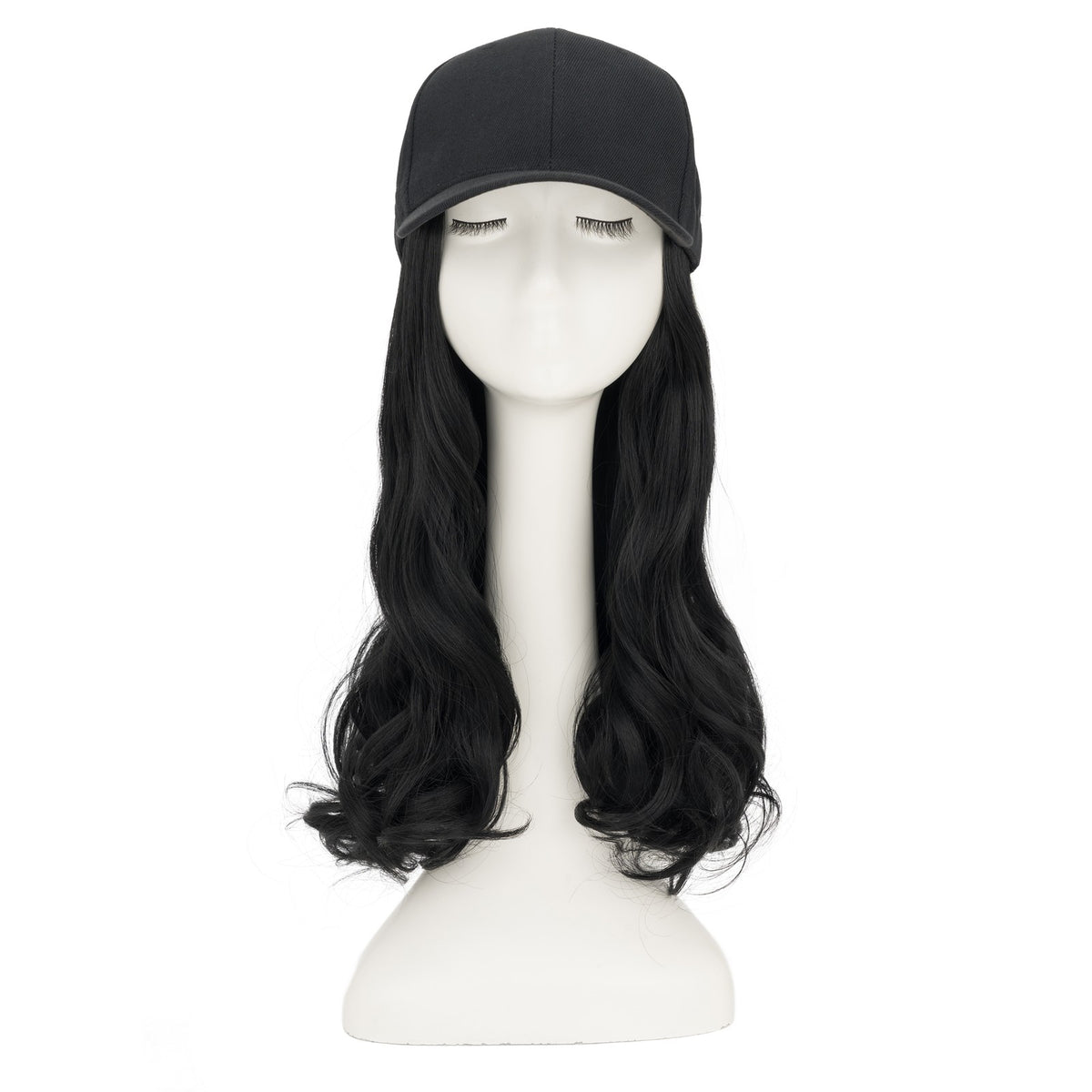 Women Baseball Cap Hat with Wavy Synthetic Hair Wig - Natural, Ombre