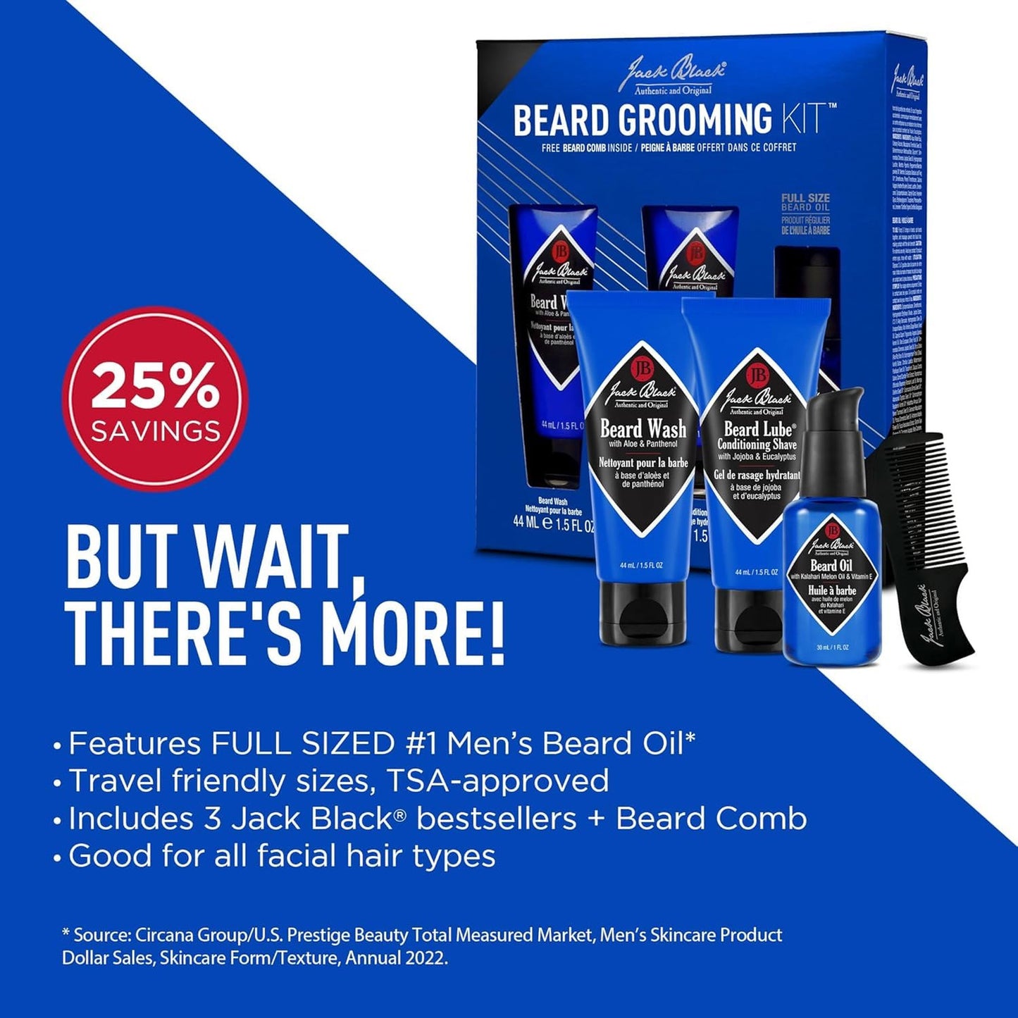 Beard Grooming Kit with Mustache Comb Scissors & Trimming Tools - Beard Care Accessories