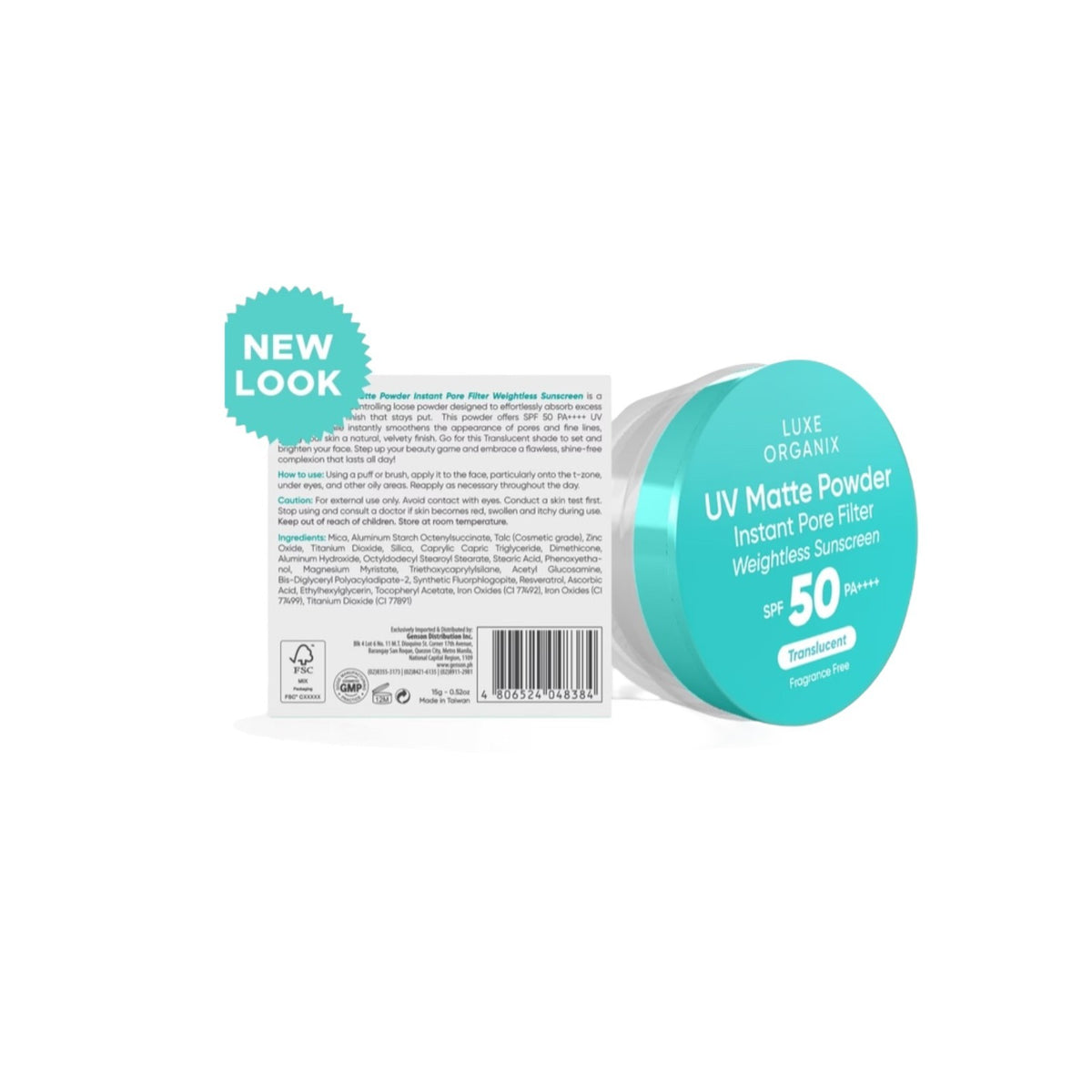 Matte Face Powder with SPF 50, Zero Sebum Blurring Loose Powder 15g