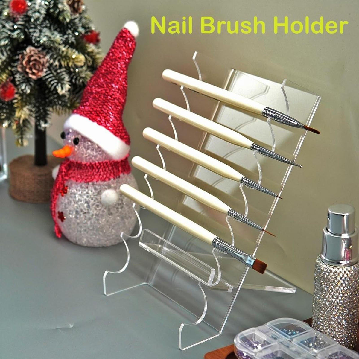 Acrylic Makeup Brush Holder Drying Rack Organizer Clear Stand