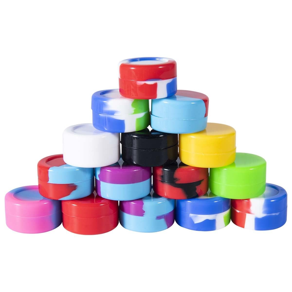 30 Pcs Silicone Wax Containers - Assorted Colors, Non-Stick, Reusable, 5ml