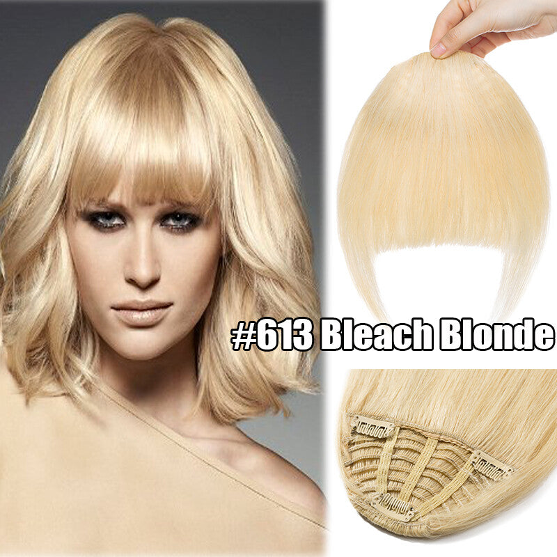 Women Remy Clip-In Hair Extensions Bangs Front Top Piece - Blonde & Dark Colors