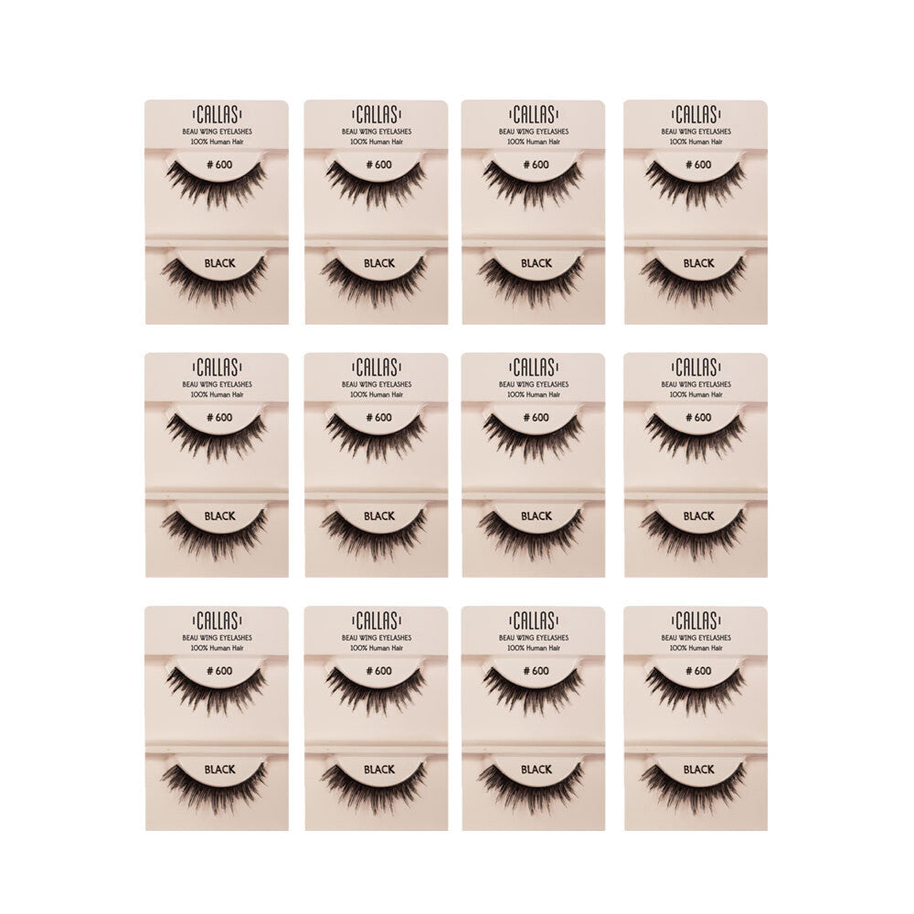 False Eyelashes Set - 12 Pairs of 100% Human Hair Thick & Sexy Lashes