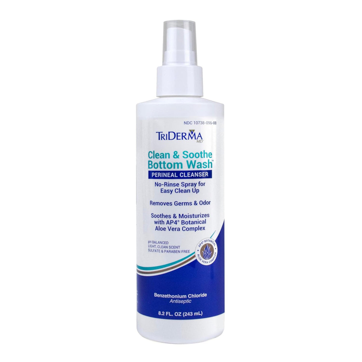 TriDerma No-Rinse Perineal Cleanser for Incontinence & Postpartum Care 8.2 fl oz