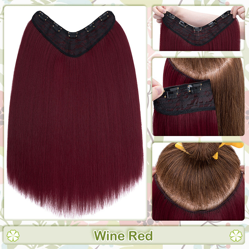 One Piece Clip-In Hair Extensions 3/4 Full Head V-Shaped Hairpiece Multiple Colors & Lengths