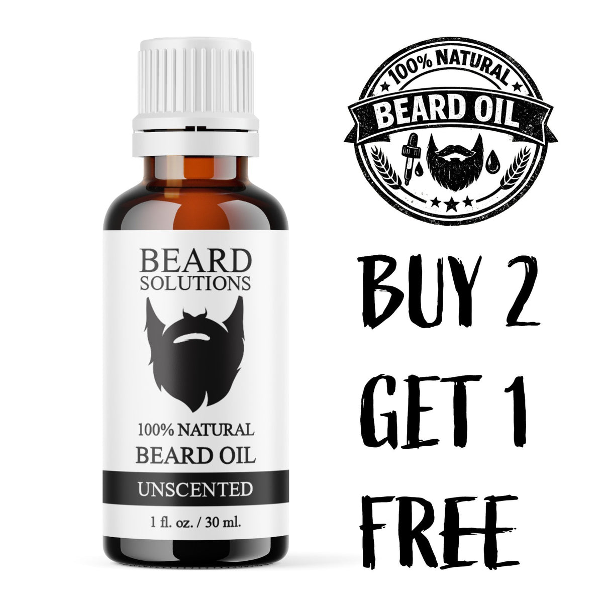 Unscented Beard Oil for Hair Growth & Grooming - 1 oz. Men’s Facial Oil