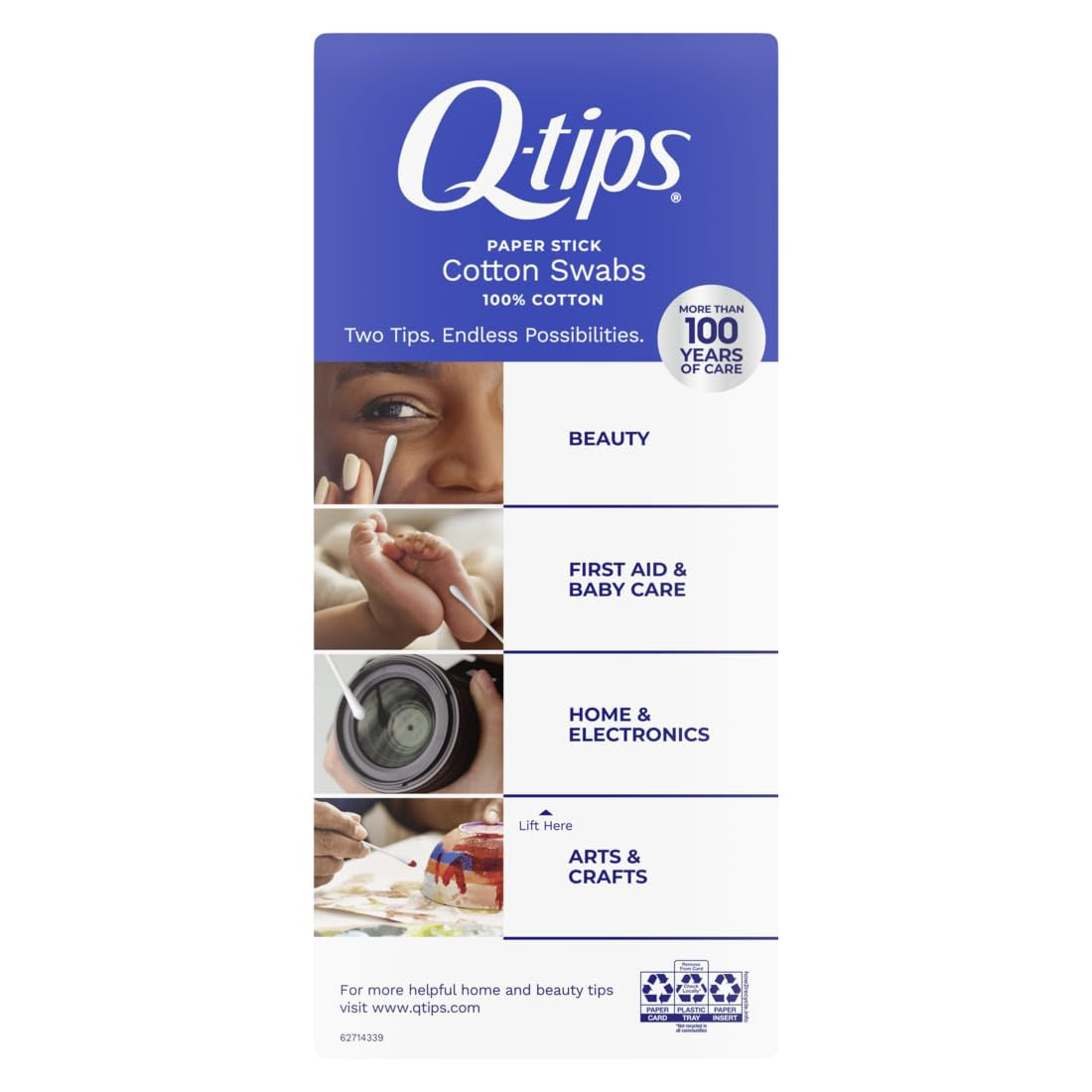 Cotton Swabs Pack of 500 - Soft, Multi-Purpose Cotton Tips for Beauty & First Aid