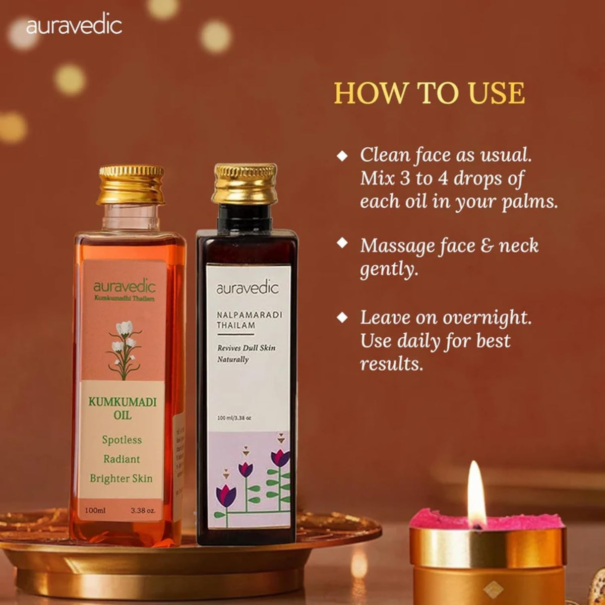 Natural Kumkumadi & Nalpamaradi Thailam - Lightweight Face Body Oil
