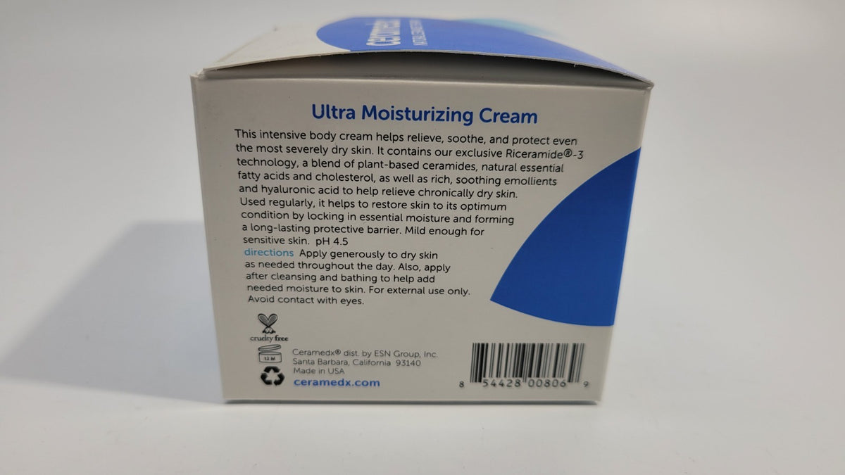 Ceramedx Ultra Moisturizing Natural Cream, Fragrance Free, 6 oz