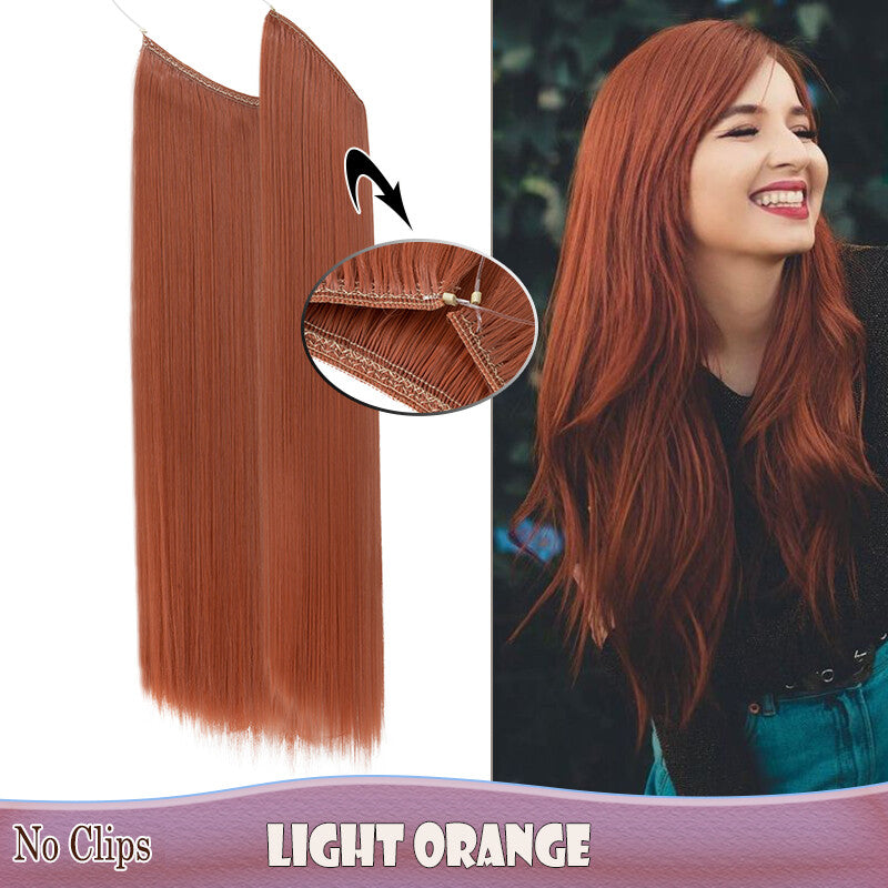 Invisible Wire Clip-In Hair Extensions with Clips & Replacement Wires - Natural & Wavy, 20/24 Inch