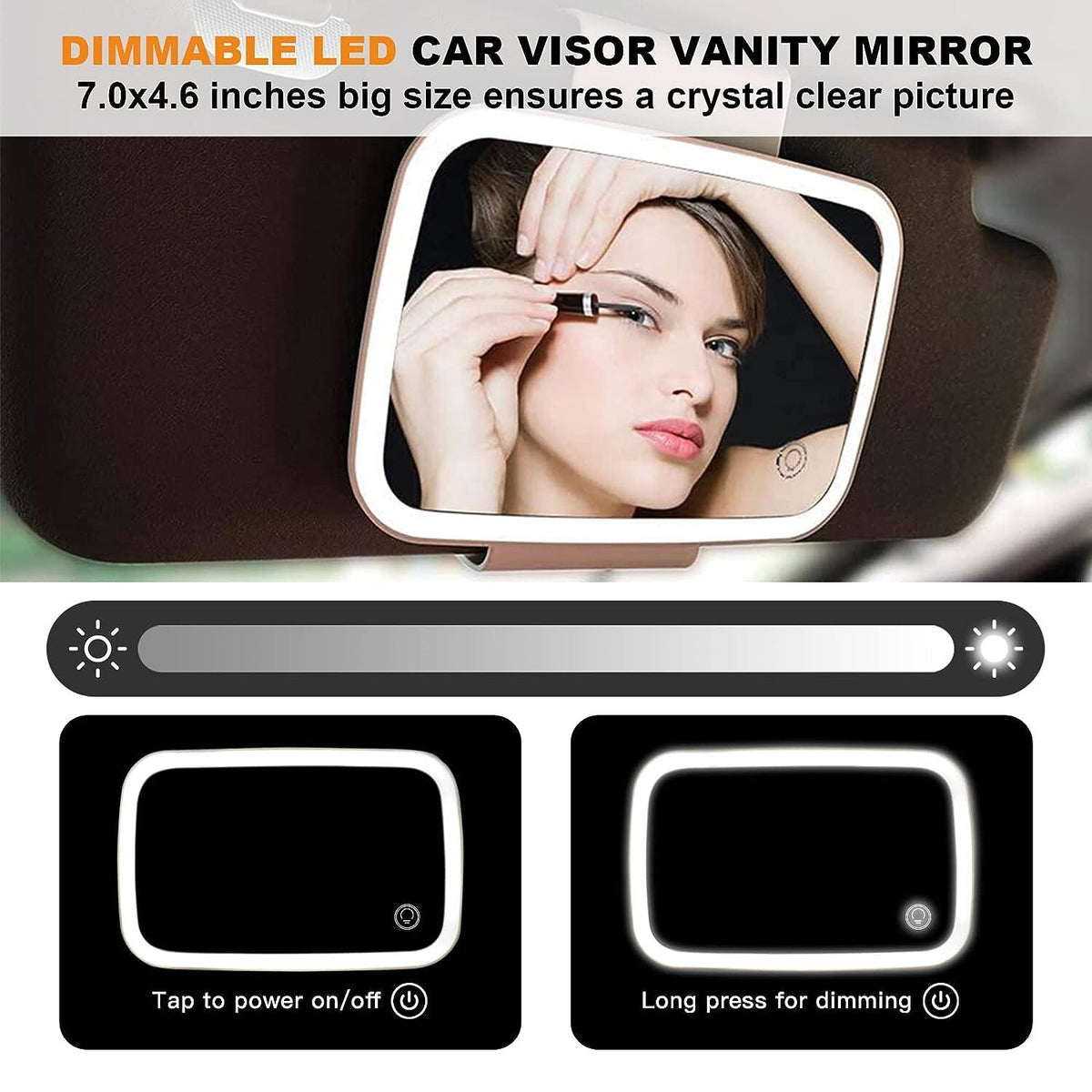 LED Lighted Car Sun Visor Vanity Mirror with Adjustable Brightness