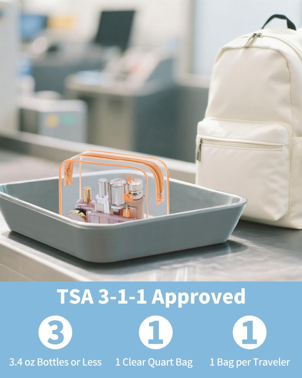 TSA Approved Clear Toiletry Bag 2 Pack - Leakproof Travel Organizer