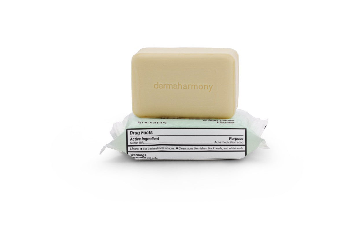 10% Sulfur Soap Bar for Acne-Prone Skin - Natural Facial & Body Cleansing - 4oz