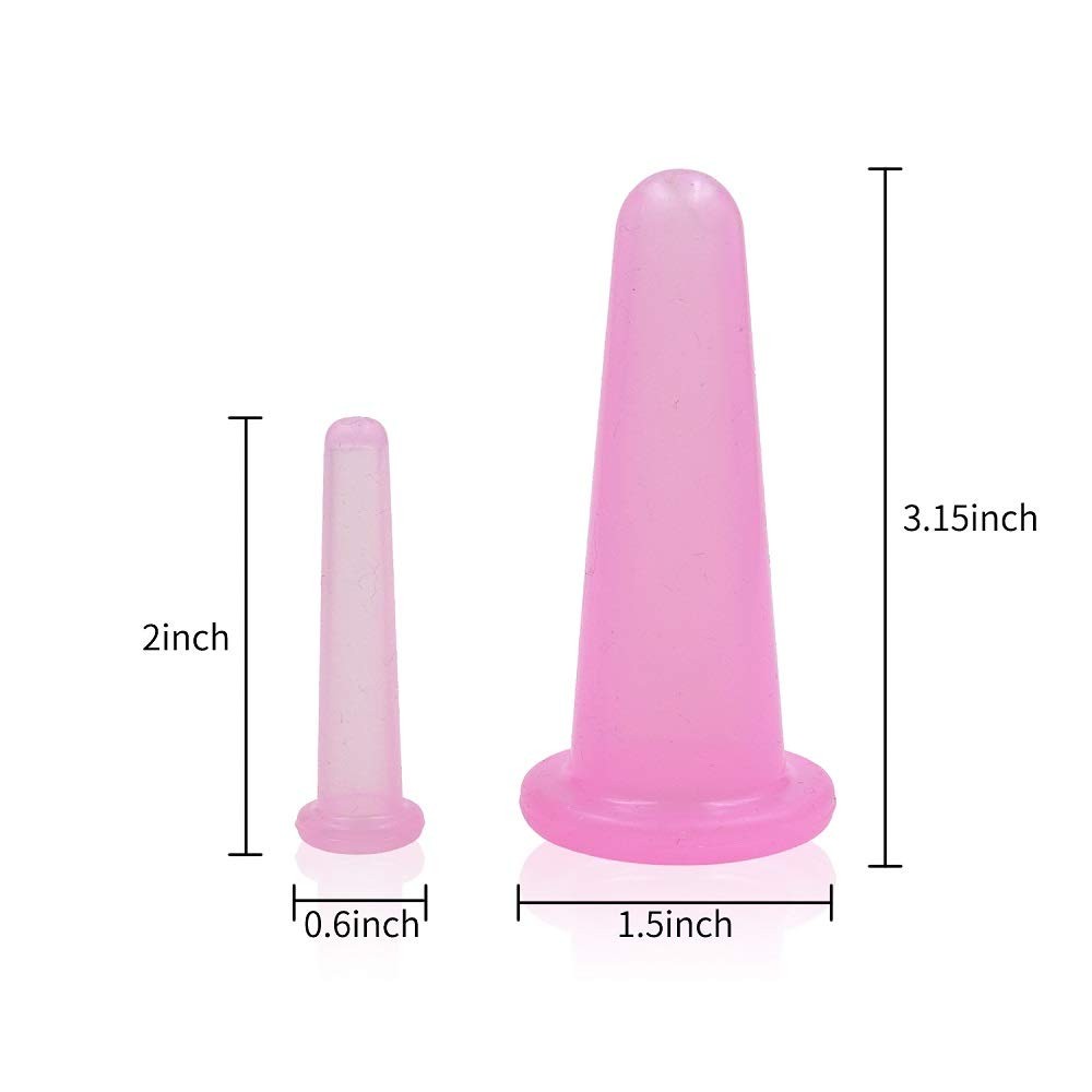 Facial Cupping Set - Natural Silicone Massage Cups for Face, Neck, Body, 4 Pieces