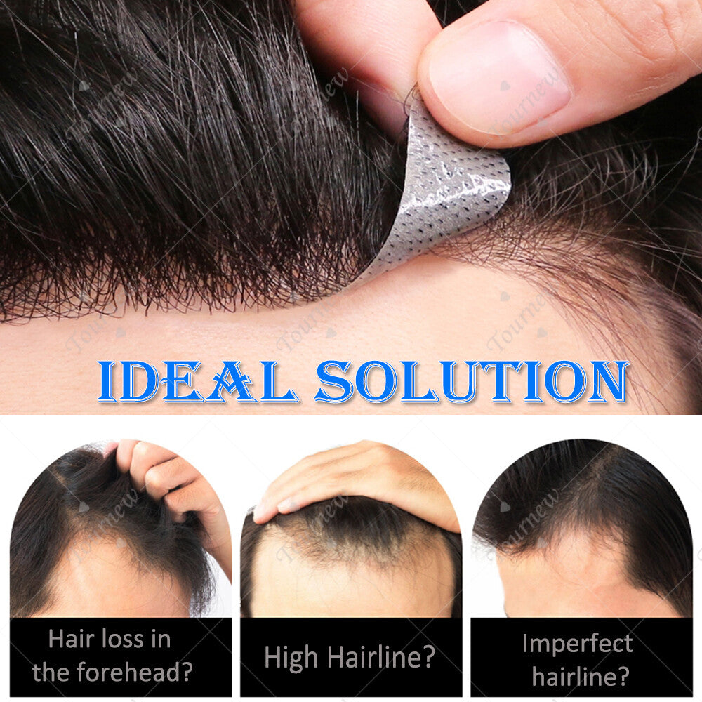 Men's Hair Replacement System Toupee Human Hair Skin V Loop - Natural-Looking Hairpiece