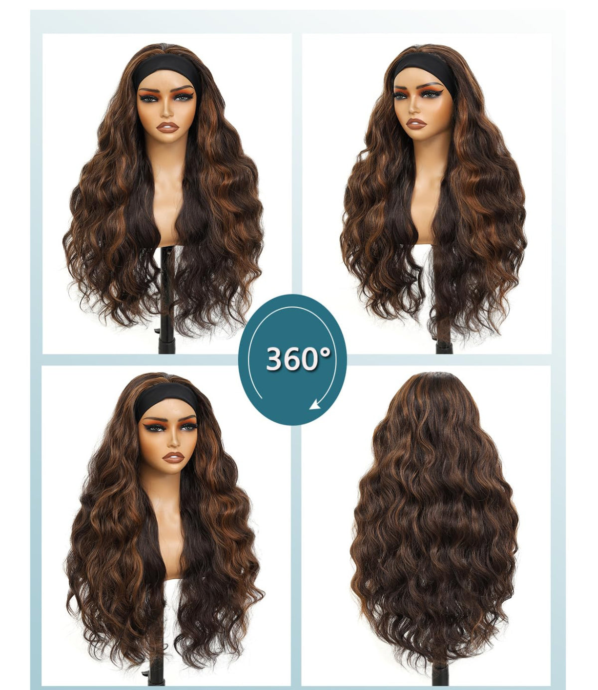 Long Body Wave Synthetic Headband Wig - Glueless 24 Inch for Black Women