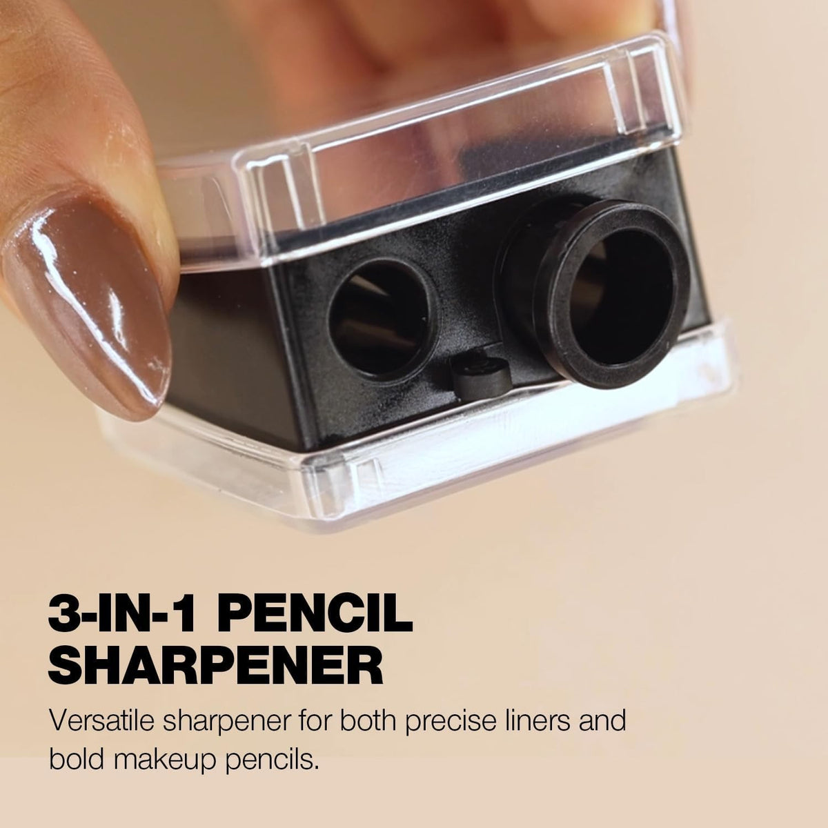 Double Barrel 3-in-1 Cosmetic Pencil Sharpener with Cover - Stainless Steel