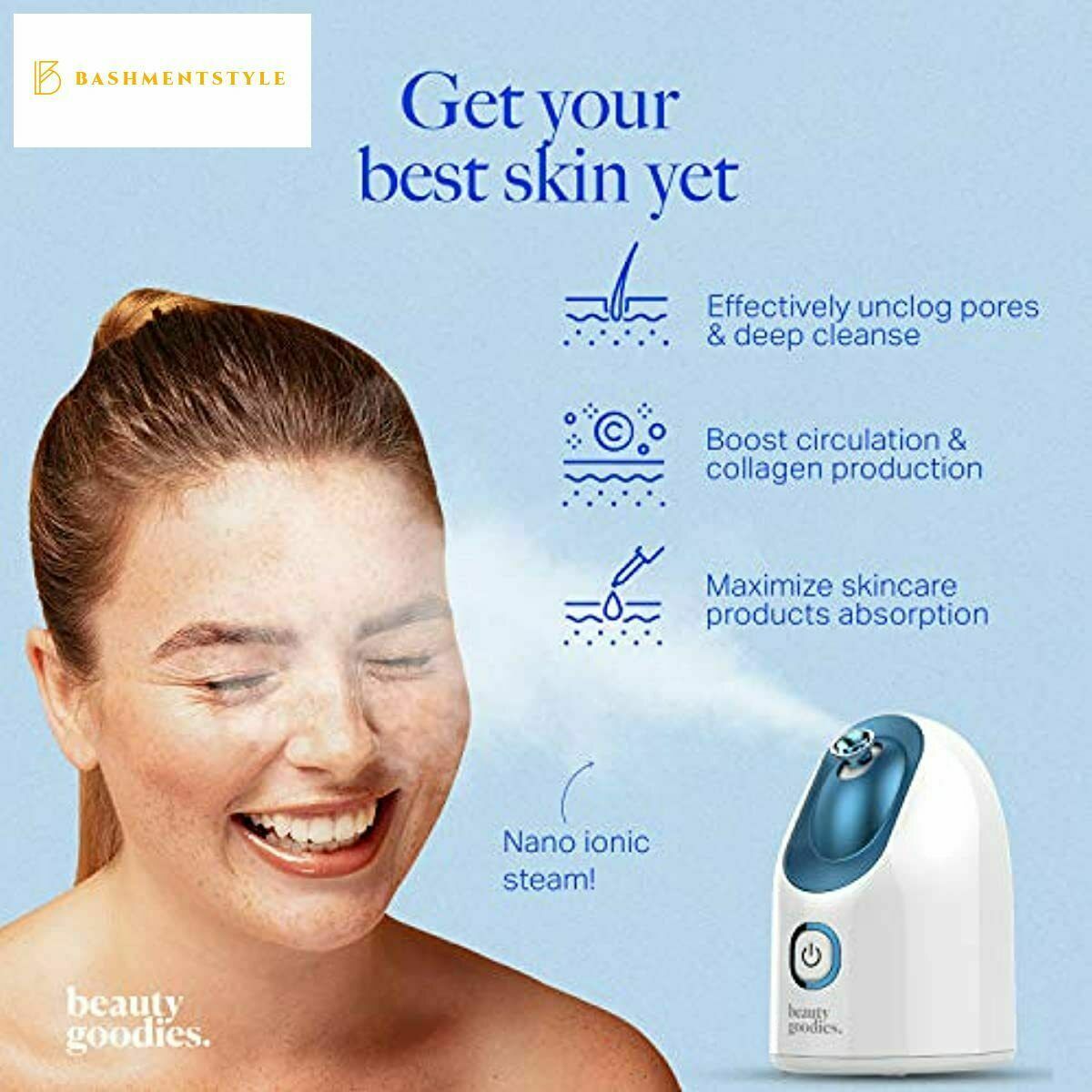 Nano Ionic Facial Steamer with Blackhead Remover Kit - Home Spa Skin Care