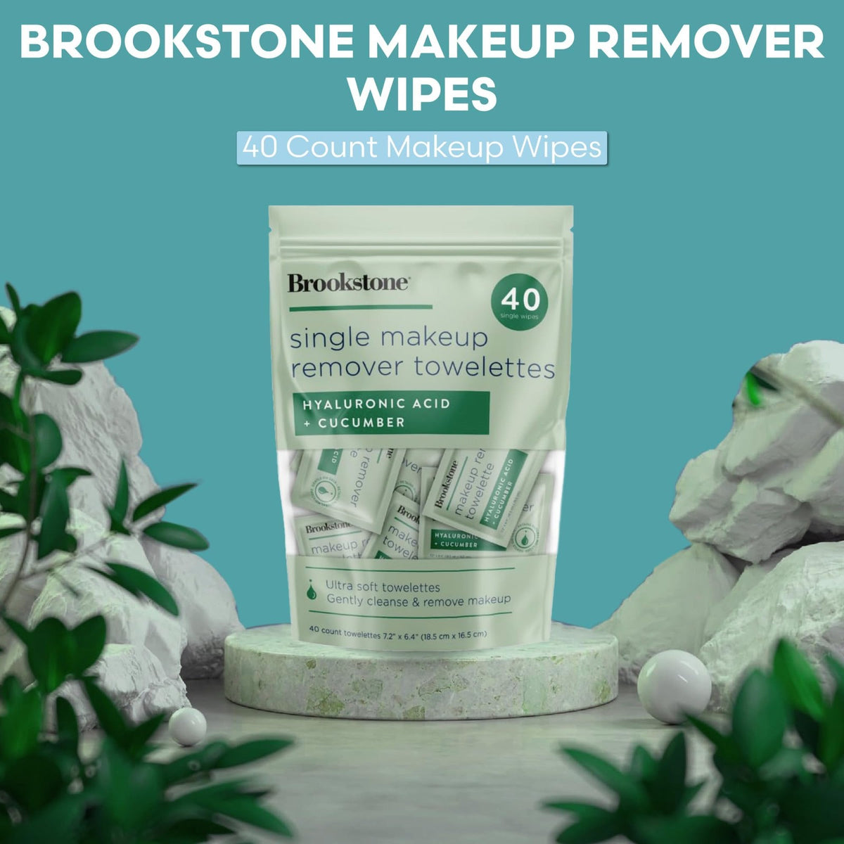 Travel Makeup Remover Wipes - Individually Wrapped Soft Face Cleansing Towelettes with Vitamin C - 40 Count