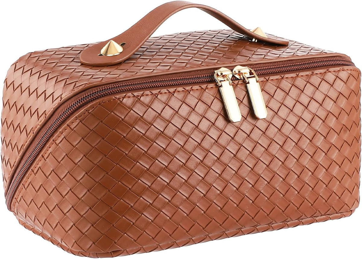 Travel Makeup Bag Large Capacity Waterproof Leather Organizer for Women