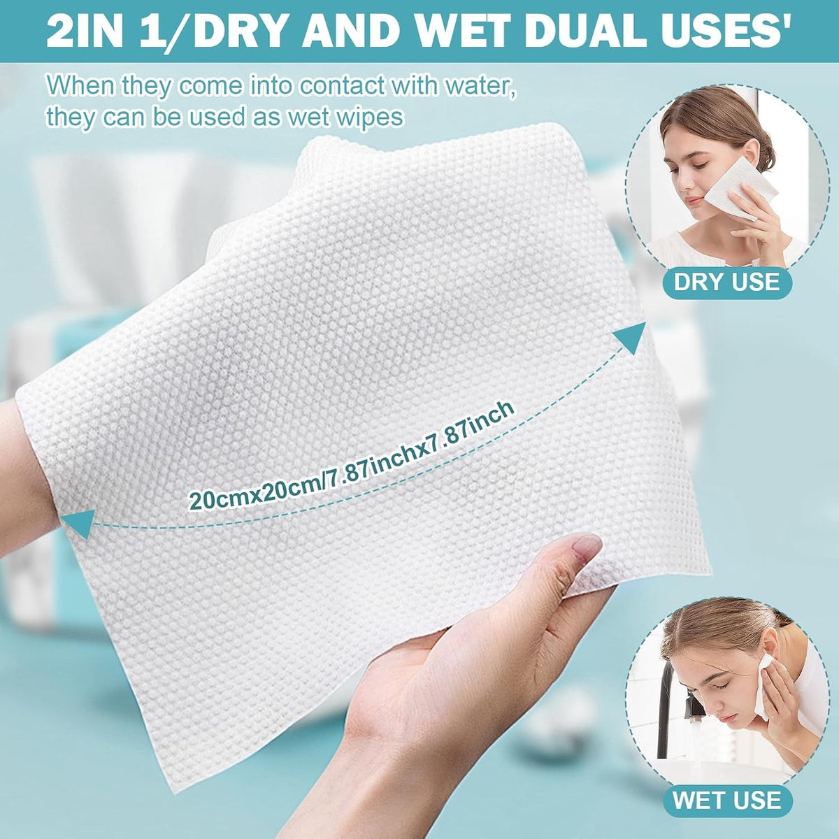 Disposable Face Towel Sheets for Makeup Remover & Daily Skincare - 100 Count