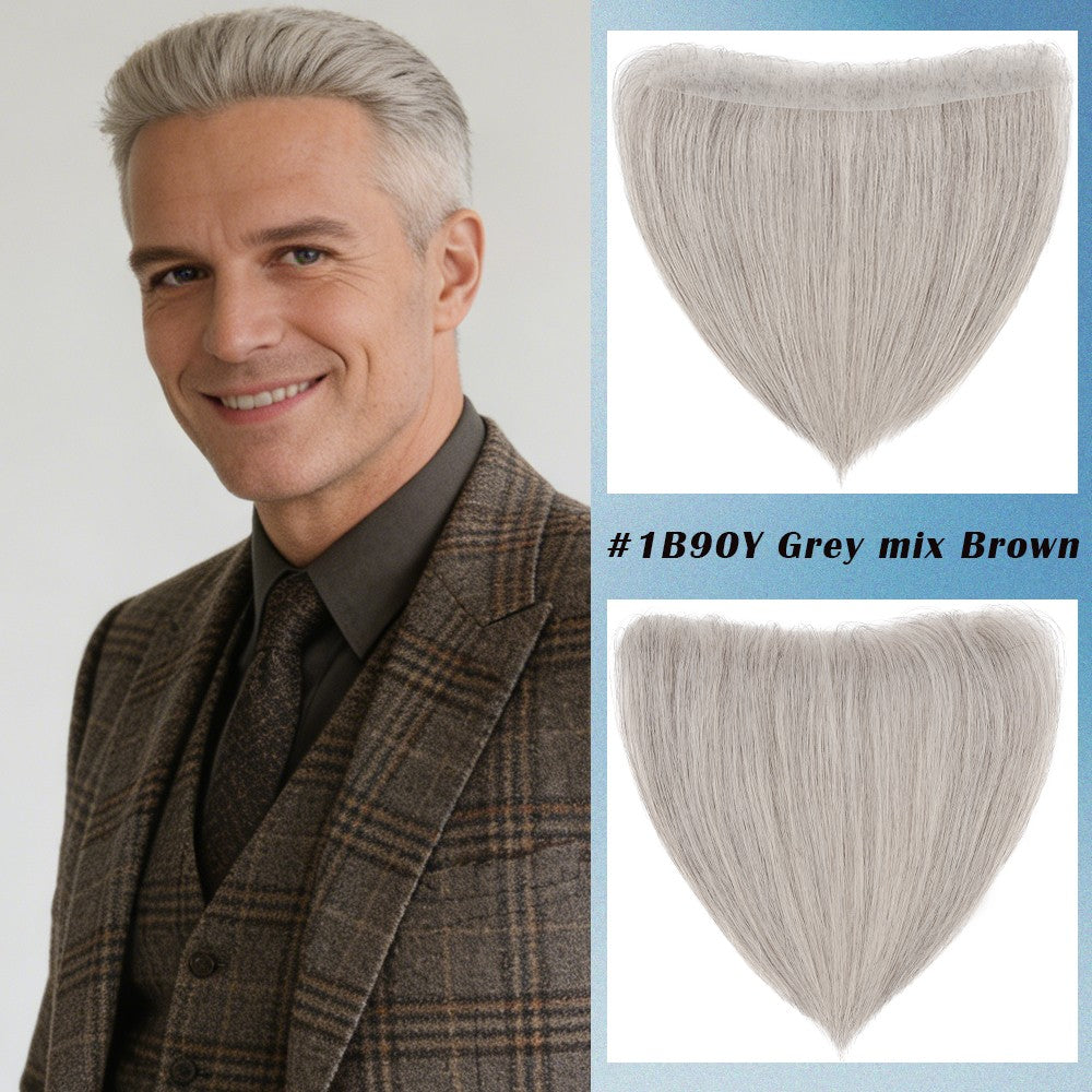 Mens Forehead Hairline Toupee Human Hair Replacement System Front Piece Wig