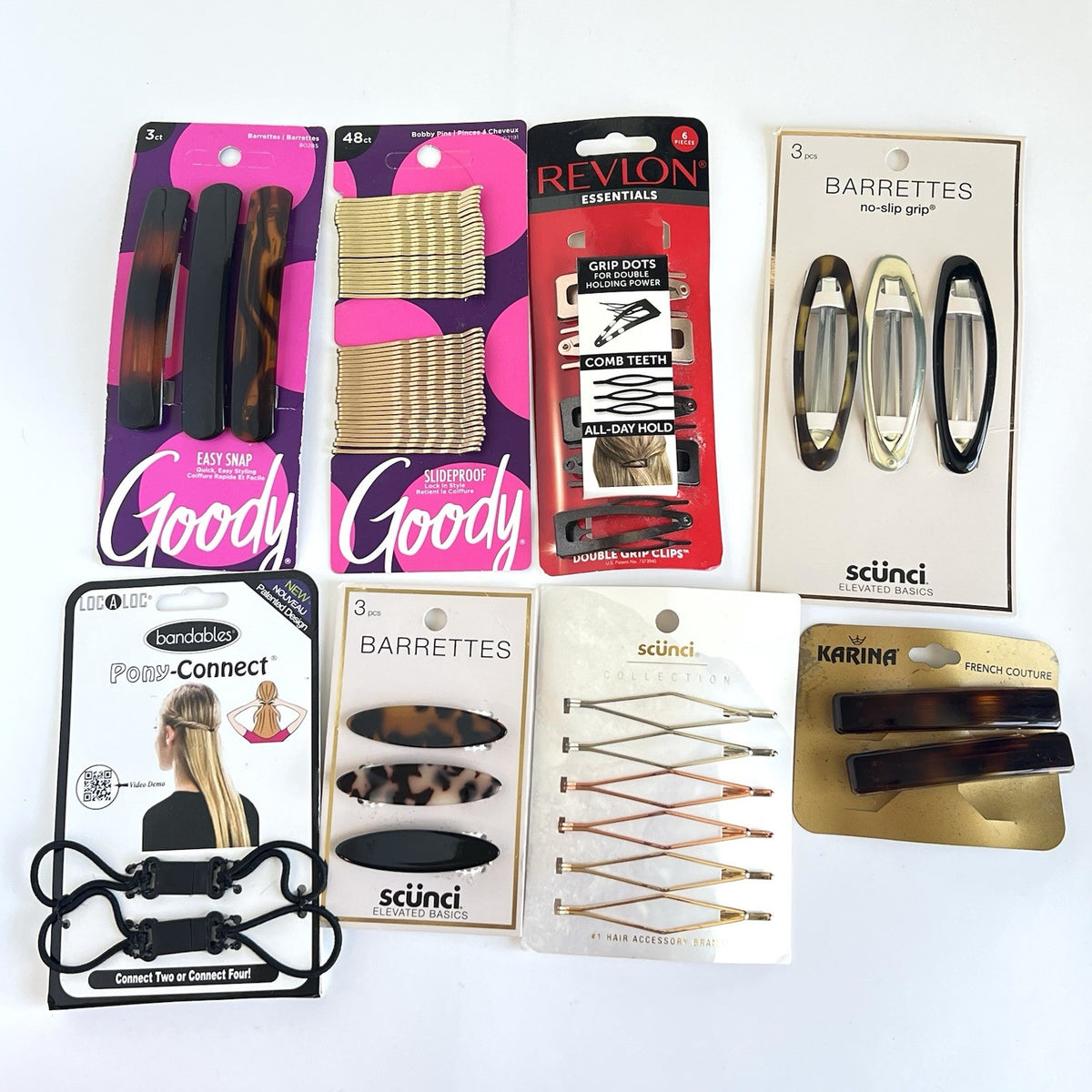 Hair Accessories Assorted NEW Never Worn Lot Of 8 Goody Revlon Scunci
