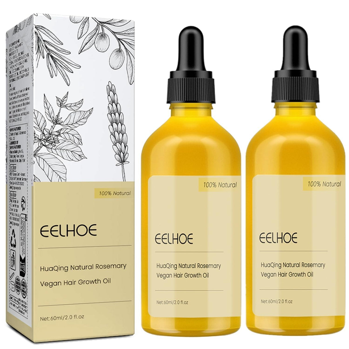 2 Pack Carvenchi Natural Hair Growth Oil with Organic Rosemary -