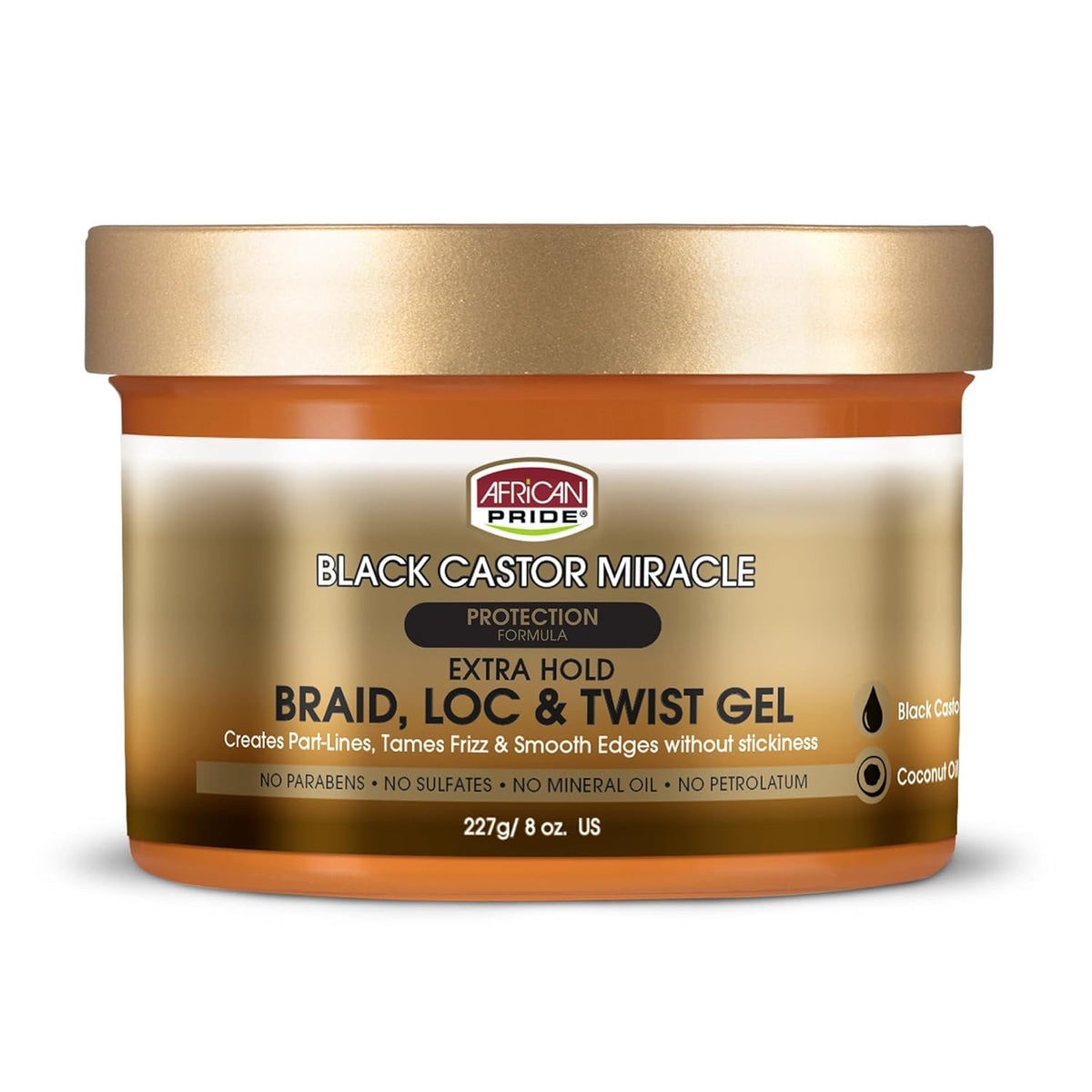 Black Castor Miracle Extra Hold Braid Gel for Natural Hair & Styles - 8oz
