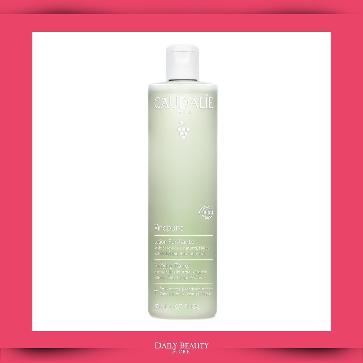 Caudalie Vinopure Purifying Toner 200ml Pore Minimizing & Oil Control