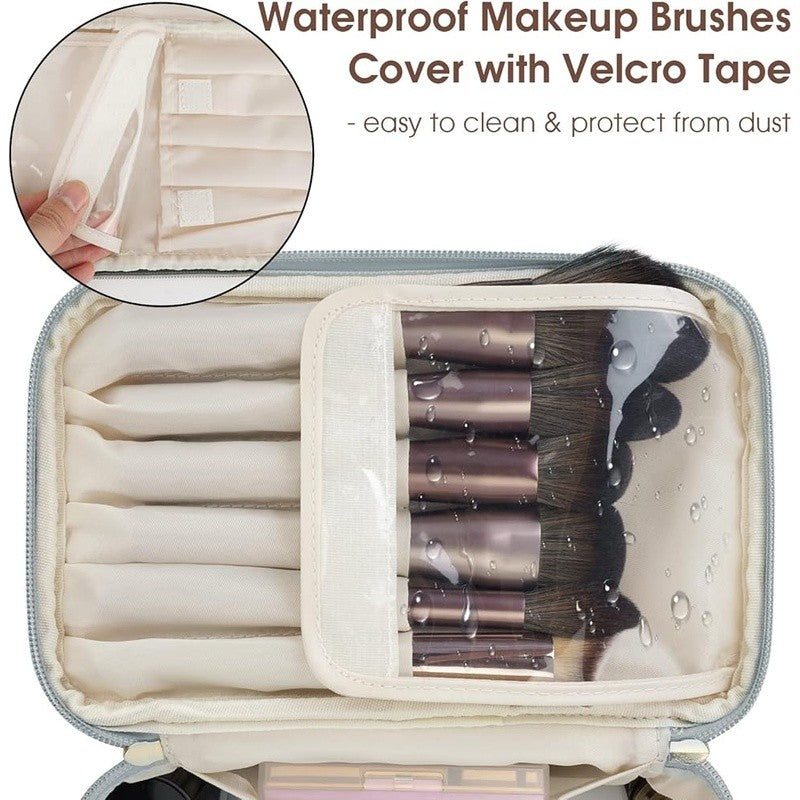 Travel Makeup Organizer Case with Padded Interior and Clear Cover - Women Gift
