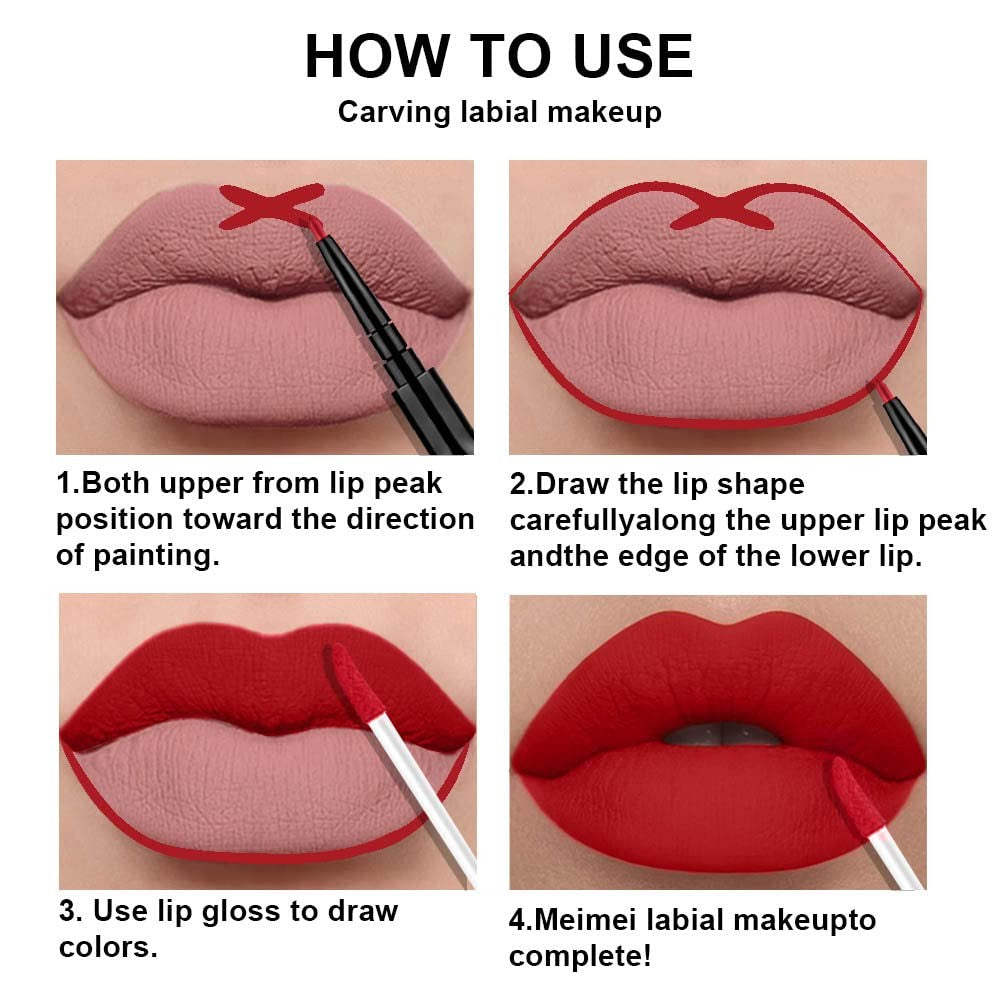 Long Lasting Matte Liquid Lipstick & Lip Liner Set - 3 Colors