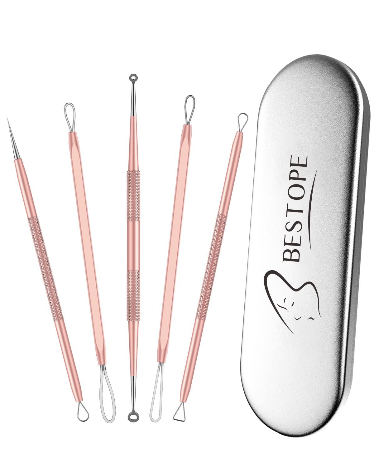 Blackhead Remover Tool Kit - Rose Gold 5-Piece Skin Care Set for Clear Complexion