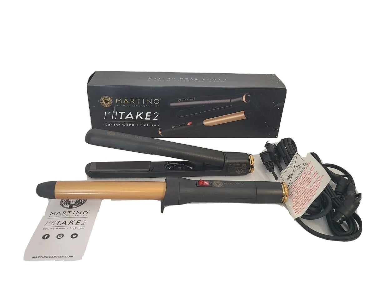 Hair Styling Tool Set with Curling Wand & Flat Iron - Professional & Travel Friendly