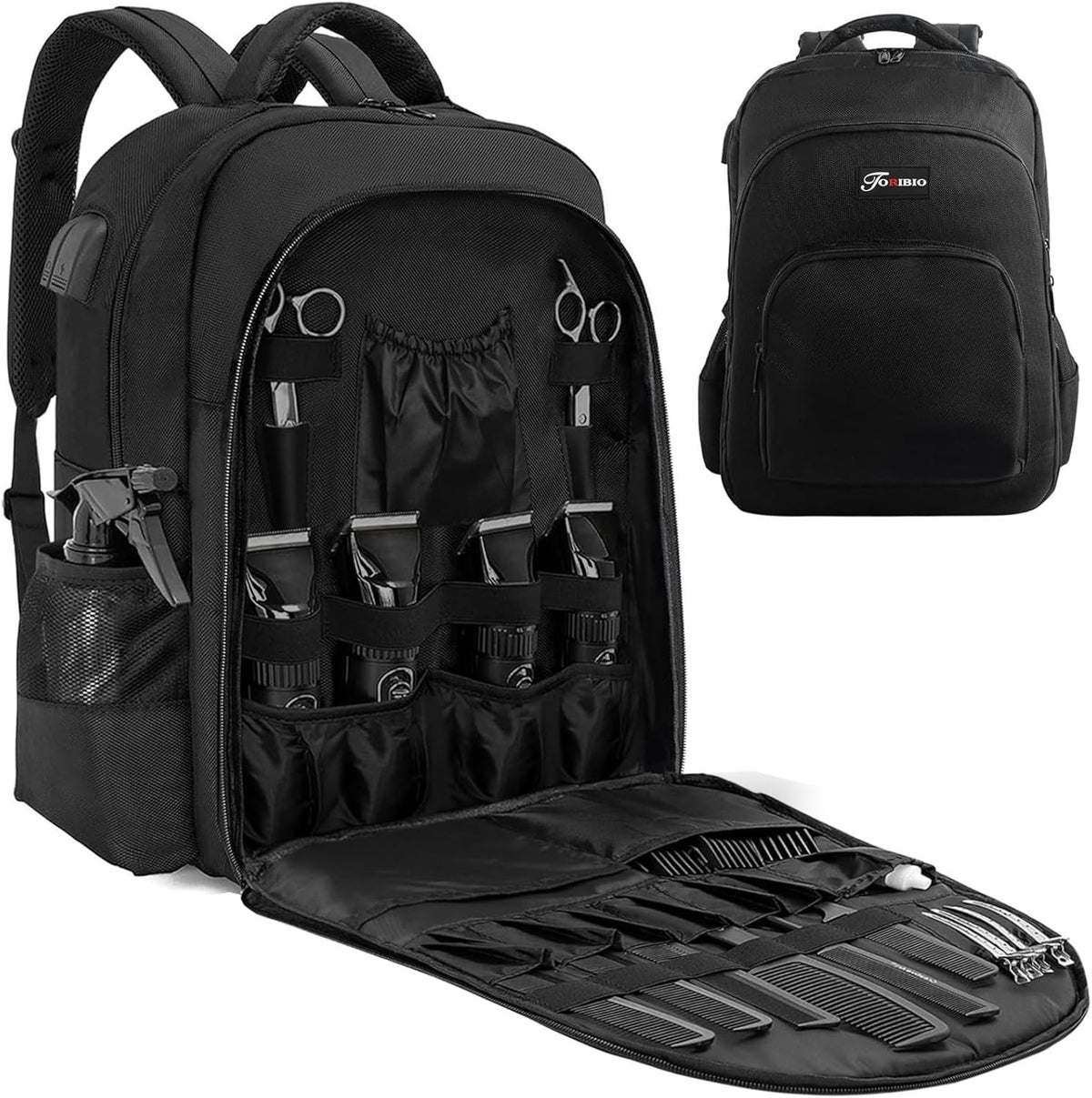 Professional Barber Backpack with USB Charging Port and Water-Resistant Design