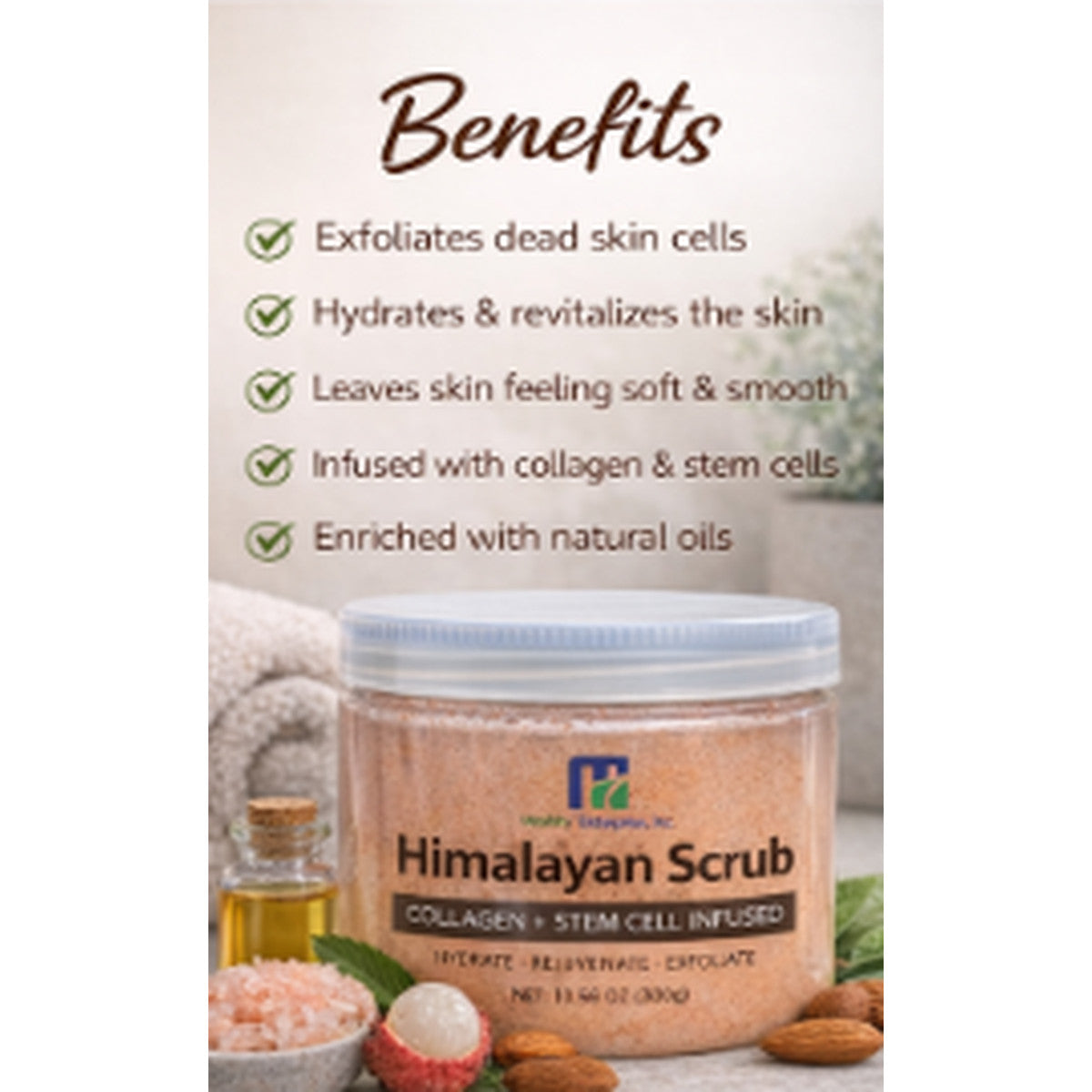 Himalayan Salt Scrub with Collagen & Stem Cell Deep Exfoliating Body