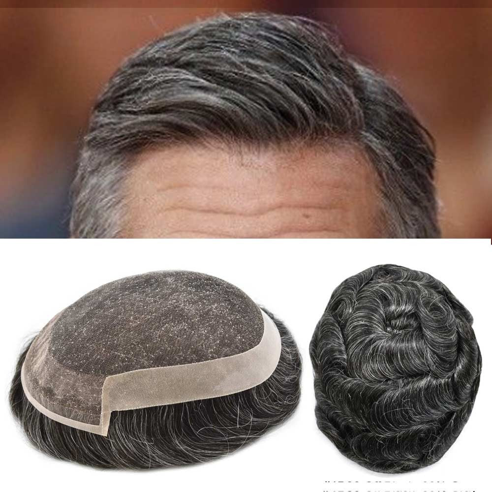 French Lace Front Mens Hair Replacement System Human Hair Toupee