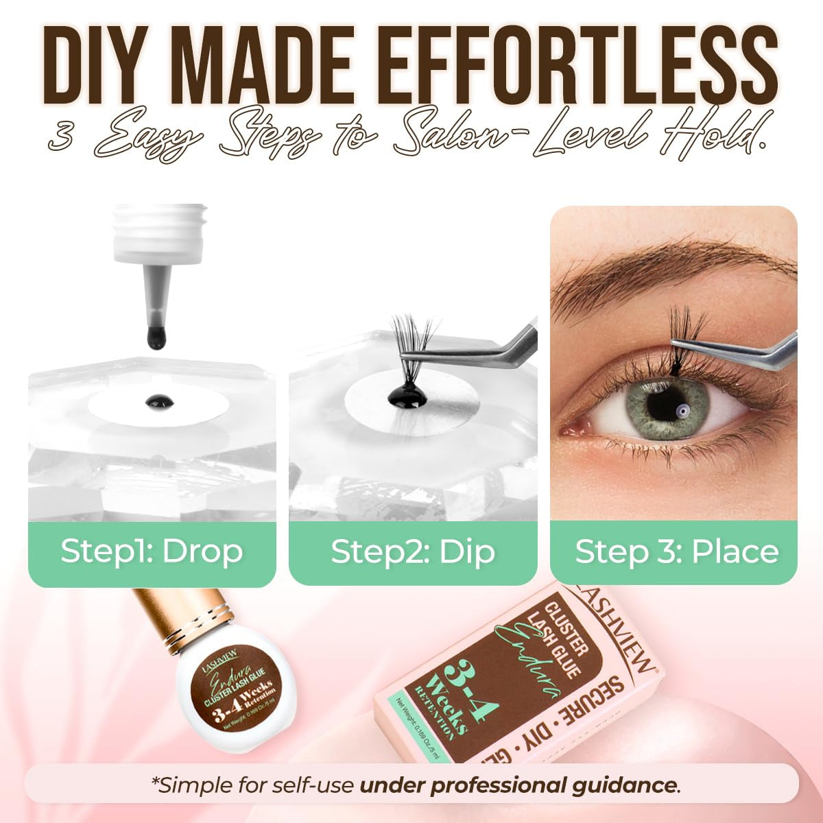 Waterproof Lash Cluster Glue - Strong Hold, Long-Lasting 4 Weeks, Fast Drying