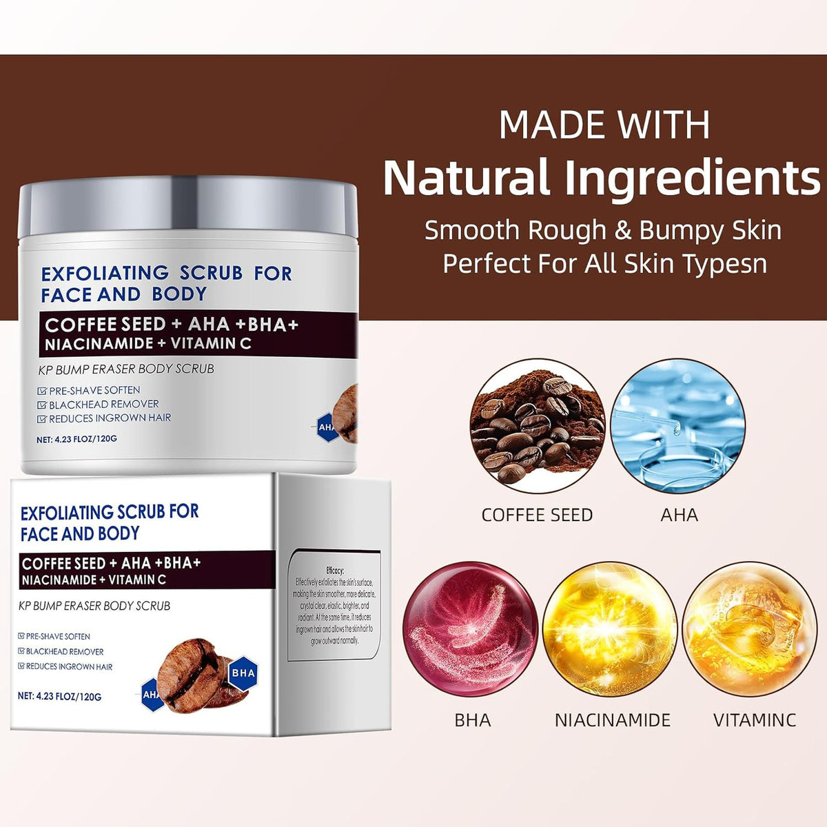 Bump Eraser Body Scrub 10 AHA BHA Exfoliating Treatment for Ingrown