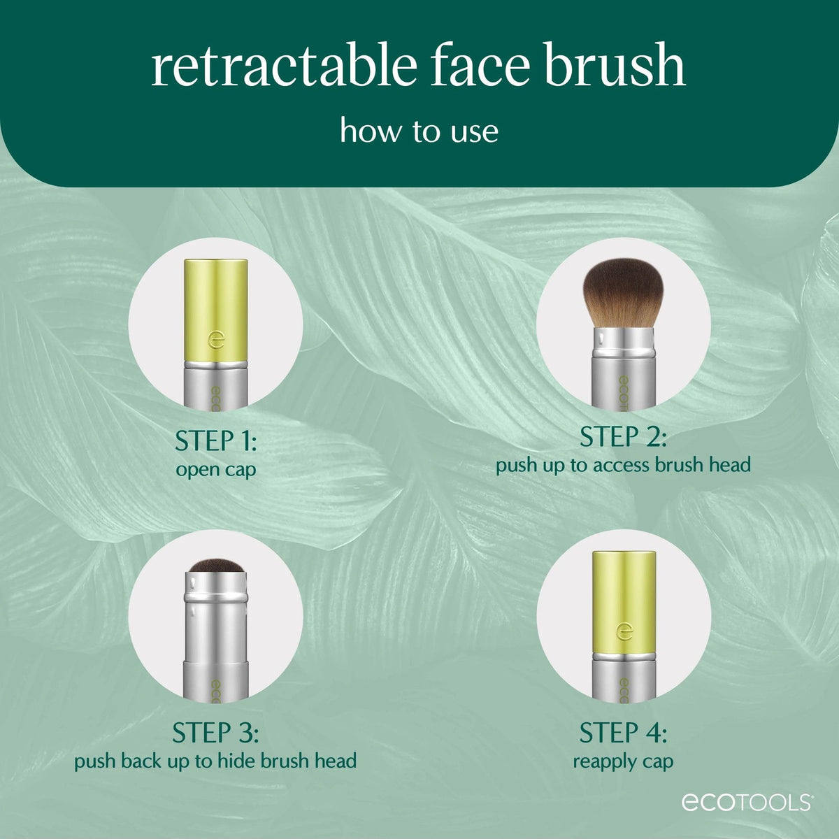 Retractable Kabuki Makeup Brush - Travel-Friendly, Eco-Friendly & Vegan