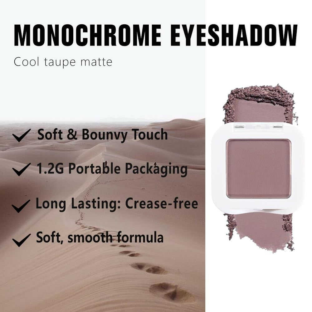 Taupe Single Eyeshadow Powder - Neutral, Waterproof & Blendable for Mature Skin