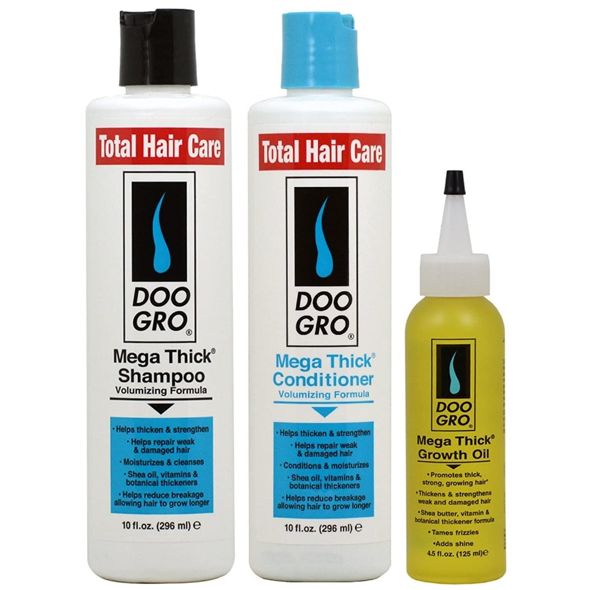 Doo Gro Mega Thick Shampoo Conditioner, Growth Oil Set For Thicker,